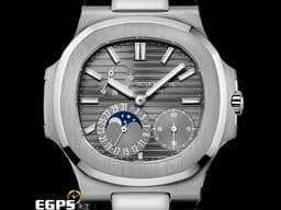 Patek Philippe 百達翡麗 PP錶 Nautilus Moonphase 金鷹 鸚鵡螺 5712G 小秒針 動能顯示 月相盈虧 5712 G 搭配Rubber B黑色橡膠錶帶 18K白金 <font color="#ff0000">一代經典 絕版日內瓦印記機芯</font> 自動上鍊 43x38mm