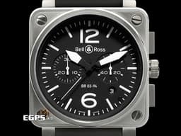 Bell &amp; Ross 柏萊士 BR03-94-S 不鏽鋼材質 <font color="#0582f5">飛鷹戰士 黑色面盤</font> 計時碼錶 自動上鍊 42mm