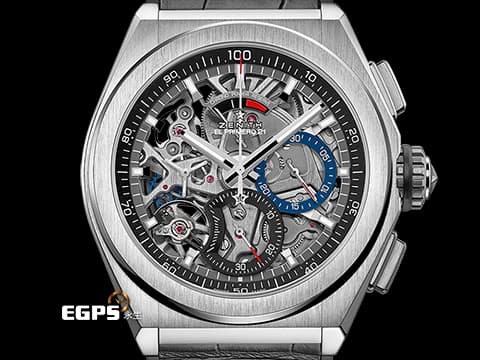 ZENITH 真力時 Defy El Primero 21 高振頻 1/100秒 計時碼錶 95.9000.9004/78.R582 鏤空面盤 鈦金屬材質 2025年保單 自動上鍊 44mm