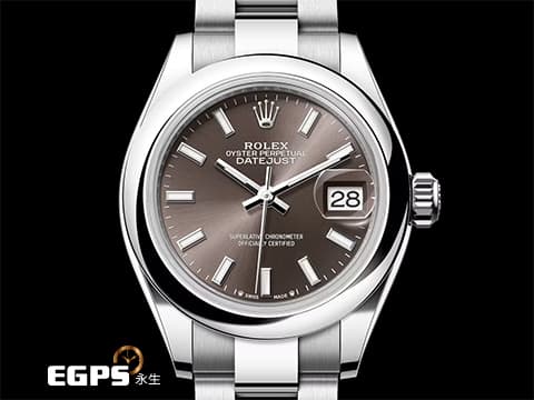 ROLEX 勞力士 Lady-Datejust 28 蠔式日誌型 279160 深灰色面盤 搭配柱狀時標 經典 DJ28 不鏽鋼 台灣公司貨 蠔式（Oyster）三節錶帶&nbsp;自動上鍊 28mm