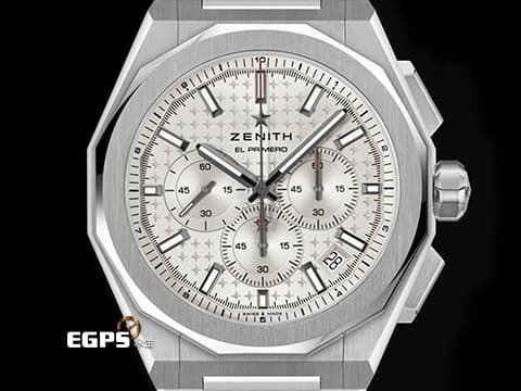 ZENITH 真力時 DEFY Skyline 碟飛 03.9500.3600/01.I001 不鏽鋼材質 銀白色旭日紋圖案面盤  2025年保卡 附原廠綠色橡膠錶帶  自動上鍊 42mm