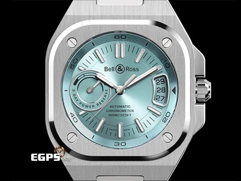 Bell &amp; Ross 柏萊士 Urban系列 BR-X5 ICE BLUE STEEL&nbsp;冰藍色面盤 動力儲存顯示&nbsp;不鏽鋼材質&nbsp;2025年保卡&nbsp;自動上鍊 41mm