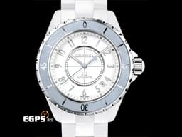 CHANEL 香奈兒 J12 H4341 白色陶瓷材質&nbsp;<font color="#00bfff">水藍色錶框 全球限量1200只</font>&nbsp;自動上鏈 38mm