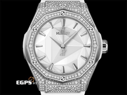 HUBLOT 宇舶 Classic Fusion 經典融合 ORLINSKI 聯名款 550.NS.2200.RW.1604.ORL20 原廠鑲鑽 白色切面立體錶盤 鈦金屬+不鏽鋼材質&nbsp;2025年保單 自動上鍊 40mm