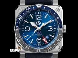 Bell &amp; Ross 柏萊士 Instruments 系列 BR03-93 GMT BLUE 鈦金屬 <font color="#0582f5">太陽紋藍面 藍灰圈 雙向旋轉陽極氧化鋁錶圈</font><font color="#FF0000">&nbsp;2026年保卡 </font>自動上鏈<font color="#FF0000">&nbsp;</font>42mm