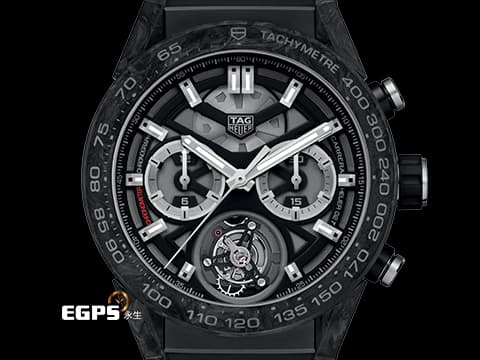 Tag Heuer 泰格 豪雅 Carrera Calibre Heuer 02T 卡萊拉系列 Tourbillon Chronograph&nbsp;計時碼錶 CAR5A8W.FT6071 鍛造碳 + 黑色PVD鈦金屬 鏤空面盤 陀飛輪 台灣公司貨 自動上鍊 45mm
