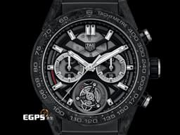 Tag Heuer 泰格 豪雅 Carrera Calibre Heuer 02T 卡萊拉系列 Tourbillon Chronograph&nbsp;計時碼錶 CAR5A8W.FT6071 <font color="#05f0f0">鍛造碳 + 黑色PVD鈦金屬 鏤空面盤 陀飛輪</font><font color="#FF0000"> 台灣公司貨</font> 自動上鍊 45mm