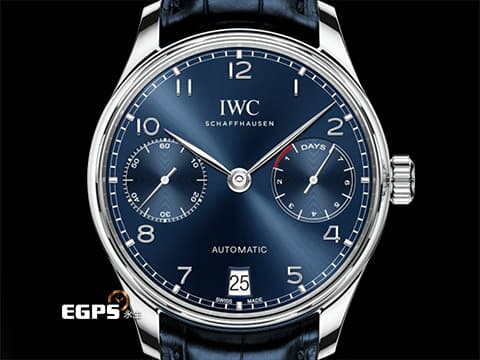 IWC 萬國錶 Portuguese 7 Day Power Reserve 葡萄牙 七日鍊 IW500710&nbsp;藍色面盤 不鏽鋼 小秒針 動能儲存 大葡萄牙&nbsp;經典比勒頓上鍊系統 啄木鳥機芯 自動上鍊 42.3mm