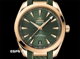 OMEGA 歐米茄 Seamaster 海馬 Aqua Terra 150 系列 22052412110001&nbsp;<font color="#487d08">綠色橫甲板紋面盤</font> 大三針 <font color="#f7df45">Moonshine金材質</font> 同軸擒縱 <font color="#FF0000">2025年保卡</font> 自動上鍊 41mm