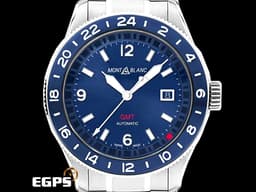 Montblanc萬寶龍 1858 GMT MB129616 <font color="#0582f5">藍色太陽放射紋面盤 </font><font color="#05f0f0">錶背雕刻世界地圖、海洋及 24 個時區城市名稱 可作為世界時間參考</font><font color="#0582f5"> </font><font color="#ff0000">2025年</font>&nbsp;不鏽鋼材質<font color="#FF0000">&nbsp;</font>自動上鍊 43mm