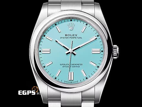 ROLEX 勞力士 Oyster Perpetual 36 OP36 蠔式恆動型 126000 不鏽鋼材質 最熱門、最搶手、最夯的綠松石藍色 Tiffany面盤&nbsp;2025年保卡 自動上鍊 36mm
