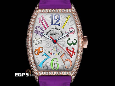 Franck Muller 法蘭穆勒 CINTRÉE CURVEX LADY COLOR DREAMS 5850 SC COL DRM D 1R 酒桶型 18K玫瑰金材質 女性夢寐以求的時尚經典 原廠鑲嵌鑽石錶圈 2023年保單 新錶參考訂價：1,240,000元  自動上鍊 32x45mm