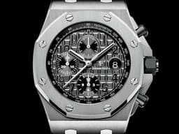 Audemars Piguet AP錶 愛彼錶 Royal Oak Offshore  皇家橡樹離岸型  26470ST.OO.A104CR.01 不鏽鋼材質 <font color="#05f0f0">啞灰色Méga Tapisserie超大型格紋裝飾面盤 羅馬數字時標</font>&nbsp;自動上鏈 42mm