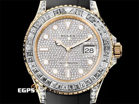ROLEX 勞力士 Yacht-Master 42 蠔式 遊艇名仕型 226658&nbsp;精鑲226668TBR 後加大梯鑽石外圈、錶耳、錶側、折疊扣、客製化滿天星面盤&nbsp;18K黃金材質&nbsp;2024年保卡&nbsp;自動上鍊 42mm