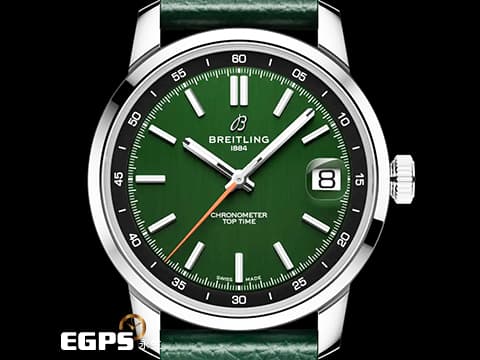 BREITLING 百年靈 Top Time系列 AB3113 綠色面盤&nbsp;三日鍊 大三針 不鏽鋼 AB3113171L1X1 自製B31機芯&nbsp;2026年保單&nbsp;賽車錶 自動上鍊 38mm