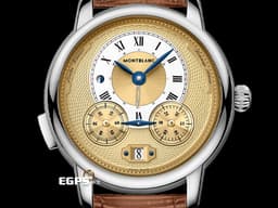 MONTBLANC 萬寶龍 Nicolas Rieussec 7138 128674 尼可拉斯 <font color="#fafa01">金色面盤</font> 單把計時 兩地時間 <font color="#FF0000">時間書寫器 200週年紀念 2022年保單 限量200只&nbsp;</font>自動上鍊 44.8mm