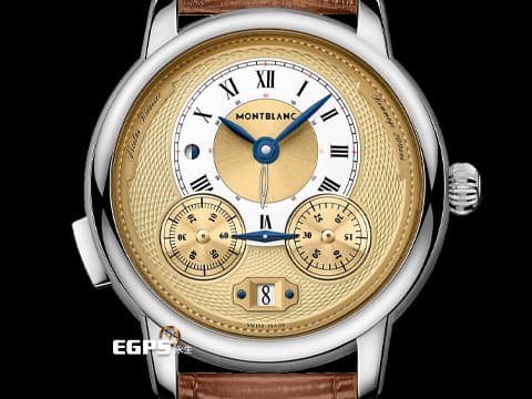 MONTBLANC 萬寶龍 Nicolas Rieussec 7138 128674 尼可拉斯 金色面盤 單把計時 兩地時間 時間書寫器 200週年紀念 2022年保單 限量200只&nbsp;自動上鍊 44.8mm