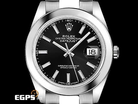 ROLEX 勞力士 Datejust 41 蠔式日誌型 126300 絕版無皇冠版黑色面盤&nbsp;經典 DJ41 不鏽鋼&nbsp;2019年保單 蠔式（Oyster）三節錶帶 自動上鍊 41mm