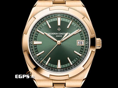 Vacheron Constantin 江詩丹頓 VC錶 Oversea 縱橫四海 4520V/210R-B967 18K玫瑰金材質 綠色放射紋漆面錶盤 日內瓦印記 大三針  2025年保卡 易拆卸替換錶帶裝置 另附皮革錶帶和橡膠錶帶 自動上鍊 41mm