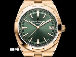 Vacheron Constantin 江詩丹頓 VC錶 Oversea 縱橫四海 4520V/210R-B967 18K玫瑰金材質 <font color="#99ec89">綠色放射紋漆面錶盤 日內瓦印記</font> 大三針 <font color="#ff0000"> 2025年保卡 易拆卸替換錶帶裝置 另附皮革錶帶和橡膠錶帶</font> 自動上鍊 41mm