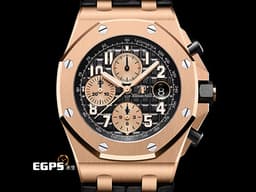 Audemars Piguet 愛彼 AP錶 Royal Oak Offshore 皇家橡樹離岸型 計時碼表 26470OR.00.A002CR.01 <font color="#ffecc2">18K玫瑰金材質 小金貓</font>&nbsp;<font color="#FF0000">2020年保單</font>&nbsp;自動上鍊 42mm