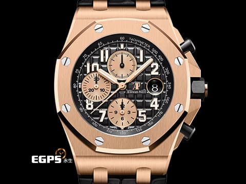 Audemars Piguet 愛彼 AP錶 Royal Oak Offshore 皇家橡樹離岸型 計時碼表 26470OR.00.A002CR.01 18K玫瑰金材質 小金貓&nbsp;2020年保單&nbsp;自動上鍊 42mm