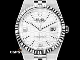 ROLEX 勞力士 Land-Dweller 127234 18K白金材質三角坑紋錶圈 <font color="#05f0f0">2025年最新系列 陸行者 勞力士數一數二的透背錶款 醇白色蜂巢圖案錶面</font>&nbsp;<font color="#fafa01">絲滑服貼的最新錶帶設計</font>&nbsp;<font color="#FF0000">2026年保卡 纖薄紀念型（Flat Jubilee）錶帶</font>&nbsp;自動上鍊 36mm