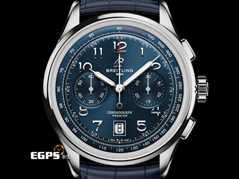BREITLING 百年靈 Premier B01 Chronograph 42 璞雅系列 AB0145 藍色面盤 計時碼表 不鏽鋼材質&nbsp;B01自製機芯 2023年卡&nbsp;自動上鍊 42mm