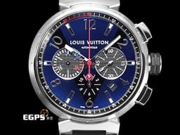 LOUIS VUITTON 路易威登 Tambour系列 Blue Chronograph Q102V0 <font color="#ff0000">法式頂級時尚與硬核機械工藝品 側面鐫刻 LOUIS VUITTON 字母 </font><font color="#0582f5">金屬藍黑色大型V字面盤&nbsp;</font>計時碼錶 自動上鍊 44mm