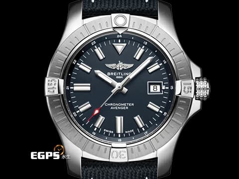BREITLING 百年靈 Avenger Automatic 43 復仇者系列 A17318 不鏽鋼 黑色面盤 黑色皮革錶帶&nbsp;2023年保單 自動上鍊 43mm