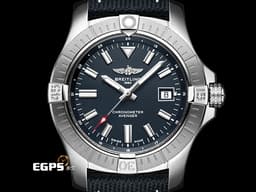 BREITLING 百年靈 Avenger Automatic 43 復仇者系列 A17318 不鏽鋼 <font color="#70cce1">黑色面盤 黑色皮革錶帶</font>&nbsp;<font color="#FF0000">2023年保單</font> 自動上鍊 43mm