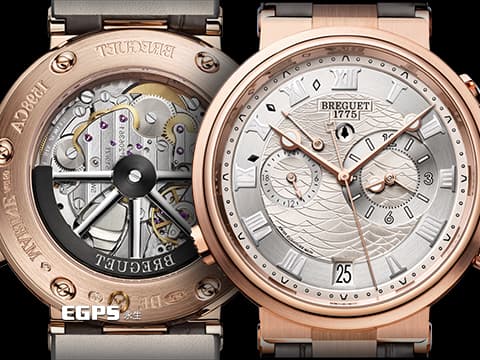 BREGUET 寶璣 Marine Alarme Musicale 航海系列 航海家 5547BR/12/9ZU 18K玫瑰金材質 二十四小時第二地時區、動能顯示、鬧鈴功能 2019年保單 台灣公司貨 自動上鍊 40mm