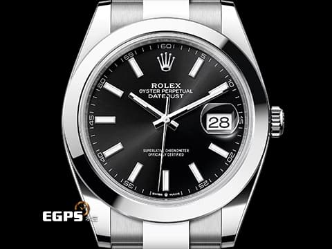 ROLEX 勞力士 DateJust 41 蠔式日誌型 126300 亮黑色面盤 柱狀時標&nbsp;經典 DJ41 不鏽鋼 大三針&nbsp;2026年保卡 蠔式（Oyster）三節板帶  自動上鍊 41mm