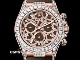 ROLEX 勞力士 Daytona 宇宙計時型 迪通拿 116515 精鑲126555TBR 18K永恆玫瑰金材質 <font color="#ffe6d9">長頸鹿 精鑲天然鑽石面盤、錶耳 精鑲36顆梯形鑽石錶圈&nbsp; </font><font color="#ff0000">2018年保卡</font><font color="#ffe6d9">&nbsp;</font>自動上鍊 40mm
