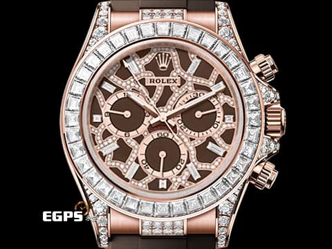 ROLEX 勞力士 Daytona 宇宙計時型 迪通拿 116515 精鑲126555TBR 18K永恆玫瑰金材質 長頸鹿 精鑲天然鑽石面盤、錶耳 精鑲36顆梯形鑽石錶圈&nbsp; 2018年保卡&nbsp;自動上鍊 40mm