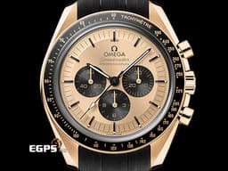 OMEGA 歐米茄 Speedmaster Moonwatch Professional 超霸 登月 計時碼錶 速霸 <font color="#edbb91">Moonshine金 </font>31062425099001&nbsp;<font color="#fafa01">余文樂 金色熊貓面盤 宛若隕石表面的錶帶內襯</font>&nbsp;<font color="#FF0000">3861機芯&nbsp;</font><font color="#FF0000">2022年保卡</font>&nbsp;同軸擒縱 手動上鏈 42 mm