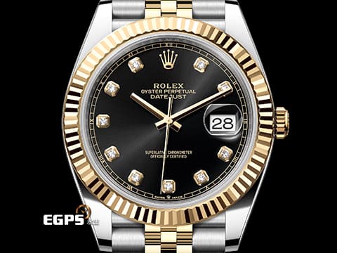 ROLEX 勞力士 Datejust 41 蠔式日誌型 126333G 鑽石時標面盤 18K黃金 半金款 DJ41 經典三角坑紋錶圈&nbsp;2023年保卡 紀念型（Jubilee）五銖錶帶&nbsp;126333 G 自動上鍊 41mm