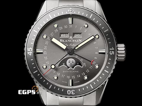 BLANCPAIN 寶鉑 Fifty Fathoms Bathyscaphe 五十噚 5054 1210 98S 鈦金屬材質 全日曆 月相顯示  2025年保卡  潛水錶 自動上鍊 43mm