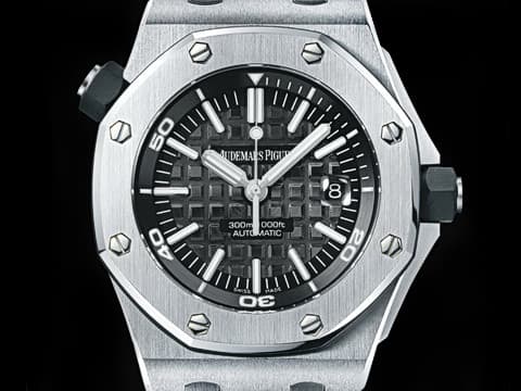 Audemars Piguet AP 愛彼 Royal Oak Offshore Diver 皇家橡樹離岸型 15710ST.OO.A002CA.01 經典黑色Mega Tapisserie超大格紋裝飾面盤 自動上鍊 42mm