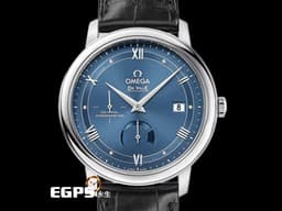 OMEGA歐米茄 De Ville Prestige 424.13.40.21.03.002 不鏽鋼材質<font color="#0582f5">&nbsp;星芒放射狀深藍色錶盤&nbsp;羅馬數字時標與凸圓軌道形刻度 克洛諾斯徽章浮雕&nbsp;&nbsp;</font>同軸擒縱 自動上鏈 39.5mm