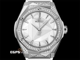 HUBLOT 宇舶 Classic Fusion 經典融合 ORLINSKI 聯名款 550.NS.2200.RW.1804.ORL20 <font color="#dad8d8">原廠鑲鑽 白色切面立體錶盤</font><font color="#ff0000"> </font>鈦金屬+不鏽鋼材質<font color="#ff0000"> 2025年保單 </font>自動上鍊 40mm