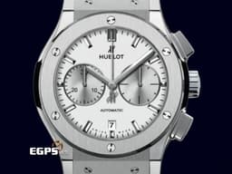 Hublot宇舶 ClassicFusion經典融合系列 521.NX.2611.LR 鈦金屬材質 <font color="#faffb8">特色銀白蛋白石面盤</font><font color="#eff0b2"> </font><font color="#7c90a2">鍍銠銀色指針與條形時標</font>&nbsp;自動上鍊 45mm