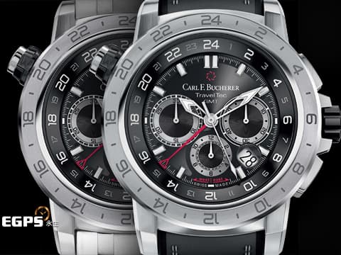 Carl F. Bucherer 寶齊萊 Patravi ChronoGrade 柏拉維 00.10633.08.33.01 三地時間顯示 GMT 不鏽鋼材質 黑色面盤、原廠橡膠錶帶&nbsp;台灣公司貨 錶友蒐藏未使用品 保有部分原廠膠膜&nbsp;自動上鍊 46.6mm