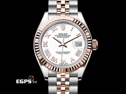 ROLEX 勞力士 Lady-Datejust 28 永恆玫瑰金 279171 18K玫瑰金材質 半金款 <font color="#05f0f0">羅馬數字時標 白色面盤</font> <font color="#ff0000">2021年新式綠卡   紀念型五珠錶帶</font>&nbsp;自動上鍊 28mm