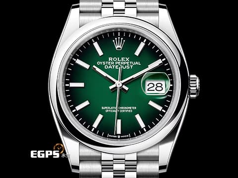ROLEX 勞力士 Datejust 36 蠔式日誌型 DJ36 126200 不鏽鋼材質 Green Ombre&nbsp;漸層綠色 2026年保卡&nbsp;自動上鍊 36mm