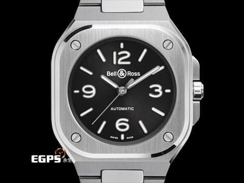Bell &amp; Ross 柏萊士 Urban系列 BR-05 黑色太陽紋面盤&nbsp;中型 BR05A-S-BL-ST/SST 不鏽鋼材質 大三針&nbsp;2025年保卡&nbsp;自動上鍊 36mm