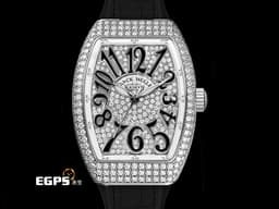 Franck Muller 法蘭穆勒 FM Vanguard Lady V32 黑色 <font color="#05f0f0">精鑲鑽石 滿天星鑽石面盤</font> 不鏽鋼材質 石英機芯 32x42.3mm