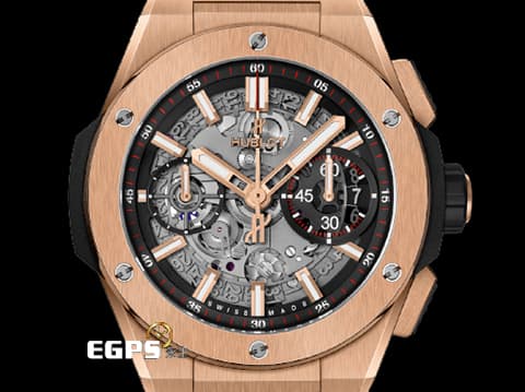 Hublot 宇舶 Big Bang Integrated King Gold 大爆炸 451.OX.1180.OX 王金材質&nbsp;鏤空面盤 飛返 計時碼錶 2023年電子式保單 新錶訂價：1,830,000元 自動上鍊 42mm