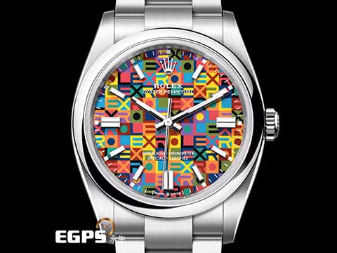 ROLEX 勞力士 Oyster Perpetual 36 經典 蠔式恆動型 126000 新款&nbsp;彩色紀念花紋漆面圖案面盤  OP36 904L不鏽鋼 126000-0016 大三針&nbsp;2026年 新式木質保卡 自動上鍊 36mm