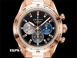 ZENITH 真力時 El Primero 系列 Chronomaster Sport <font color="#1e58a4">經典</font><font color="#6b6b6b">三色</font><font color="#c7c6c6">計時盤</font> 18.3101.3600/21.M3100&nbsp;<font color="#f7c2ab">玫瑰金材質 整只重約5兩</font>&nbsp;高振頻 1/10秒 計時碼表 <font color="#FF0000">2026年保單&nbsp;</font>自動上鍊 41mm